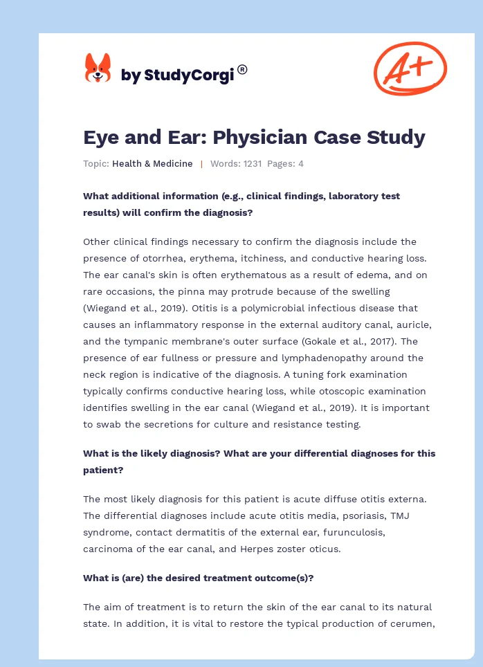Eye and Ear: Physician Case Study. Page 1