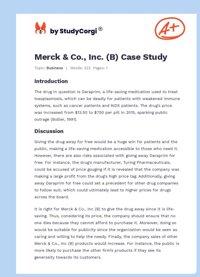 Merck & Co., Inc. (B) Case Study. Page 1