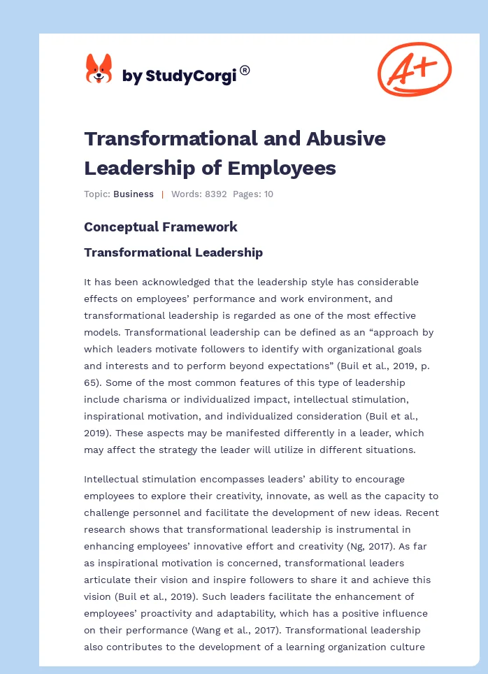 Transformational and Abusive Leadership of Employees. Page 1