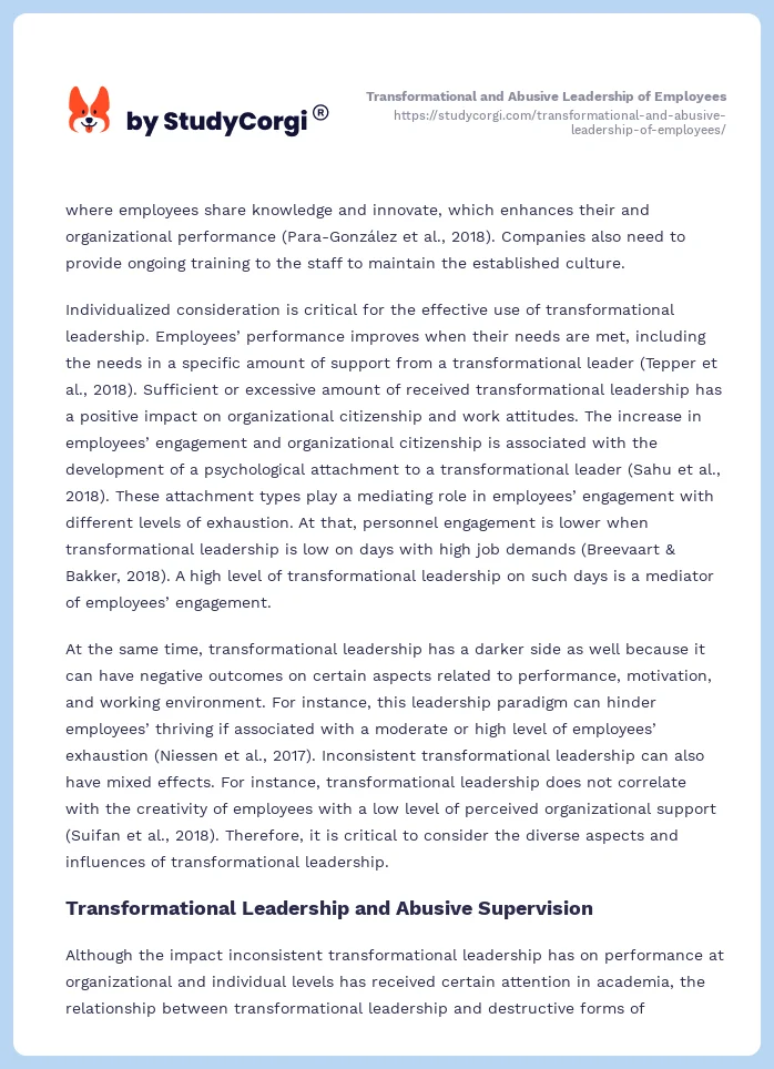 Transformational and Abusive Leadership of Employees. Page 2
