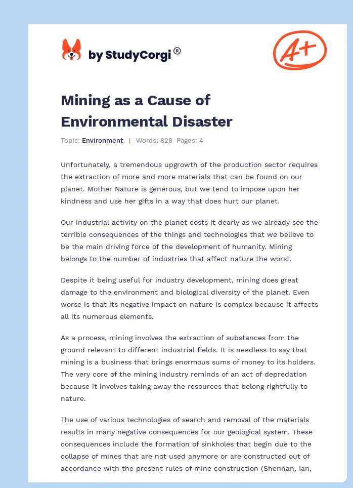 Mining as a Cause of Environmental Disaster. Page 1