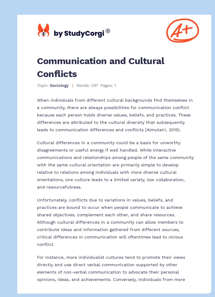 Communication and Cultural Conflicts. Page 1