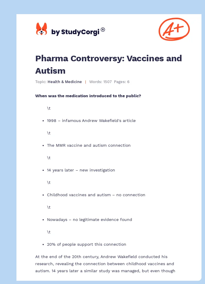 Pharma Controversy: Vaccines and Autism. Page 1