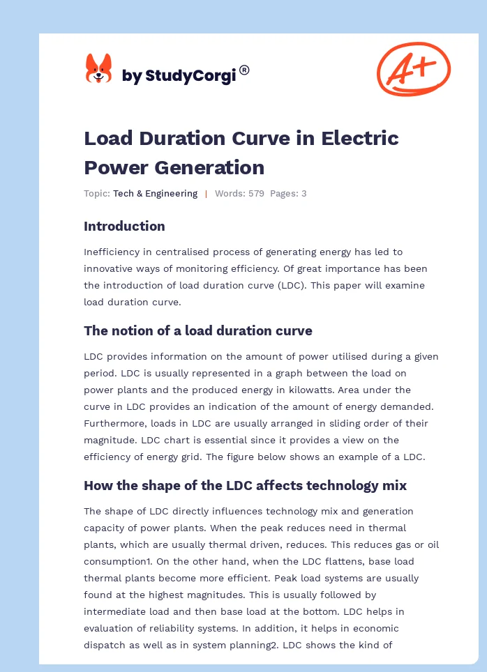 Load Duration Curve in Electric Power Generation. Page 1