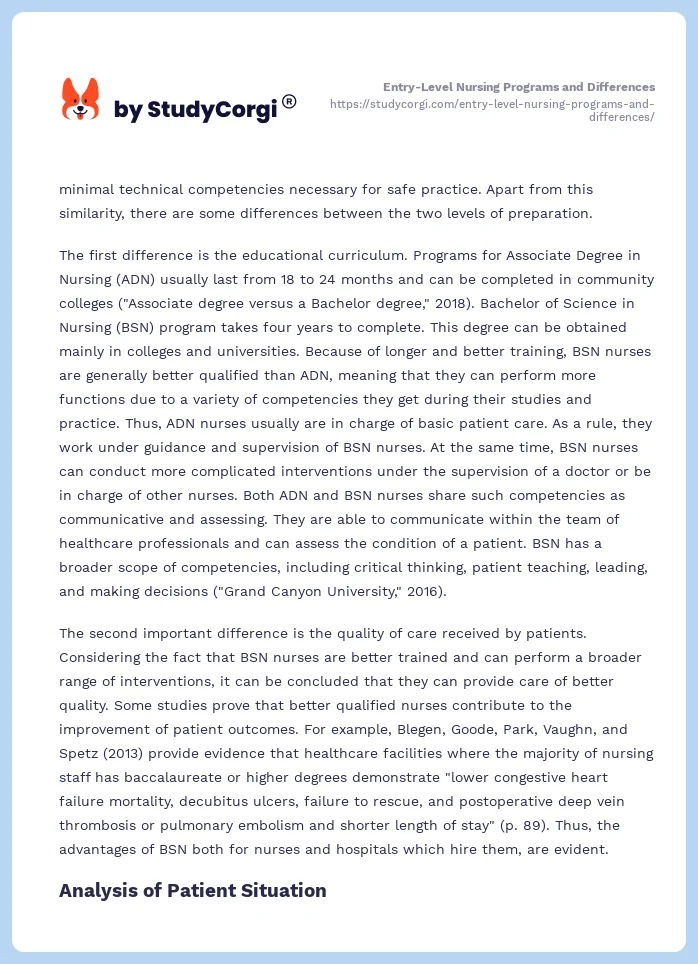 Entry-Level Nursing Programs and Differences. Page 2