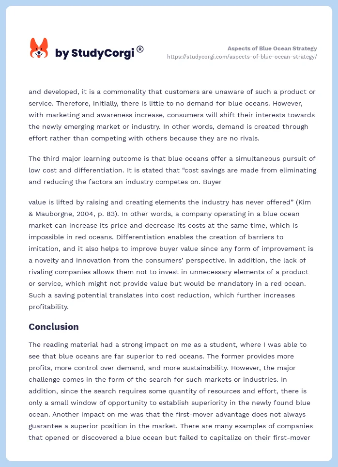 Aspects of Blue Ocean Strategy. Page 2