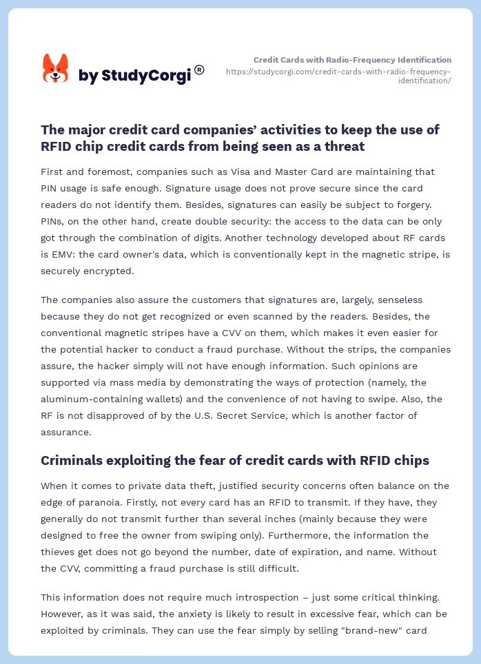 Credit Cards with Radio-Frequency Identification. Page 2