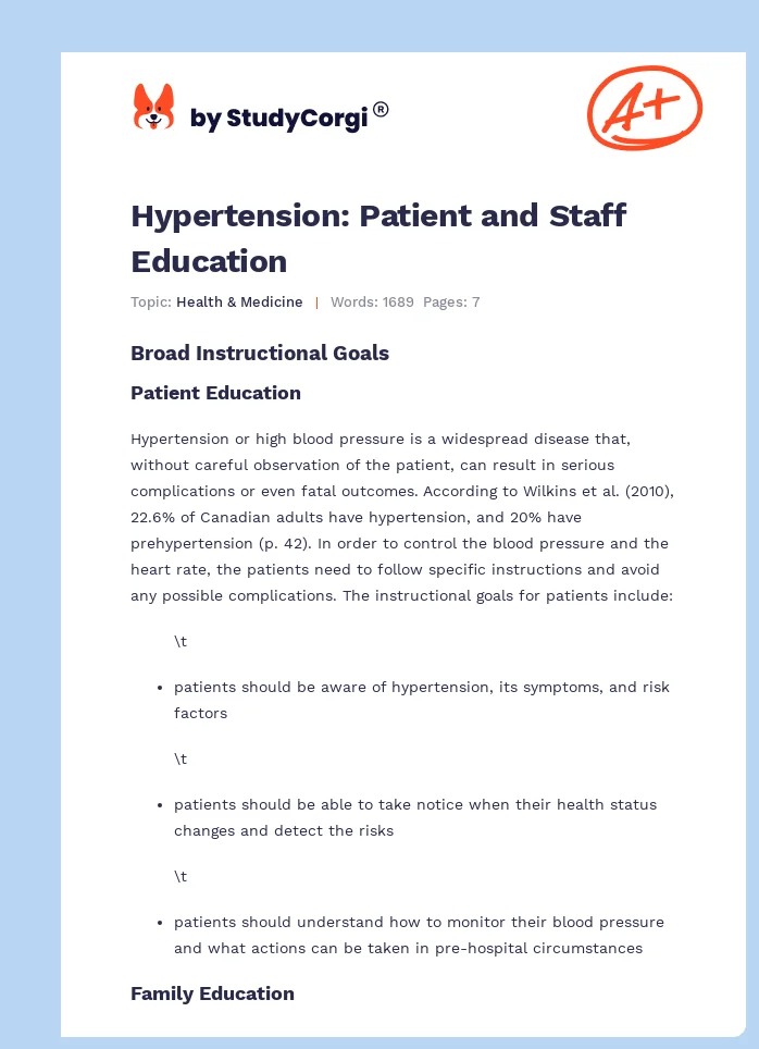 Hypertension: Patient and Staff Education. Page 1
