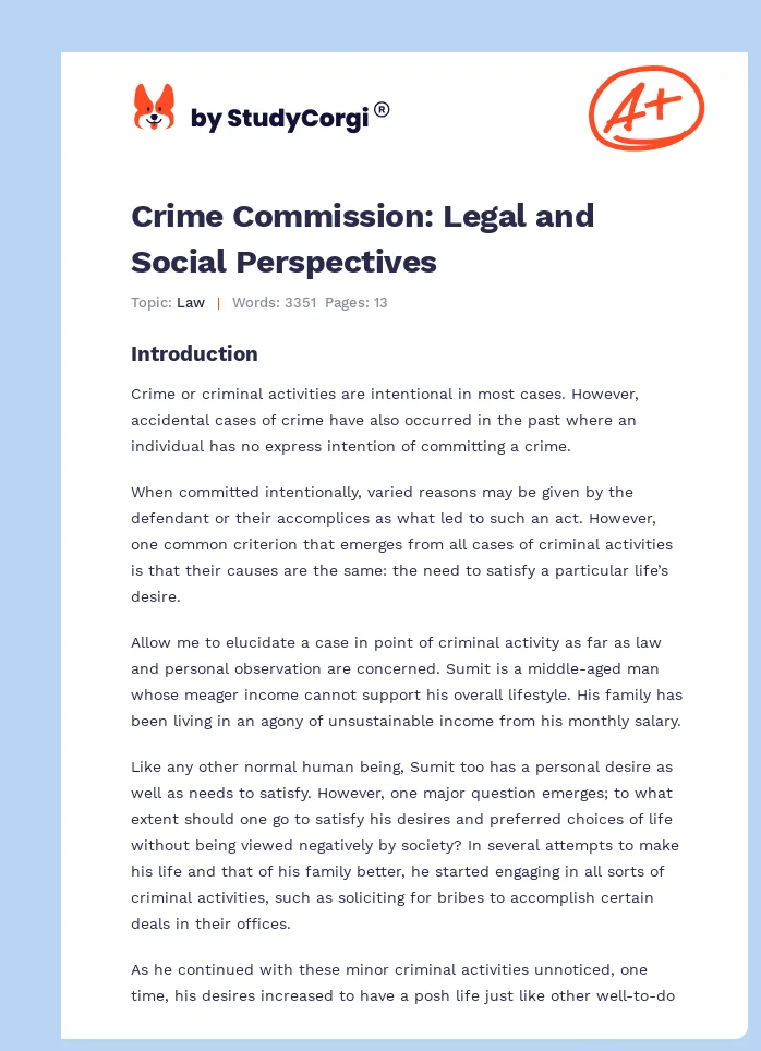 Crime Commission: Legal and Social Perspectives. Page 1