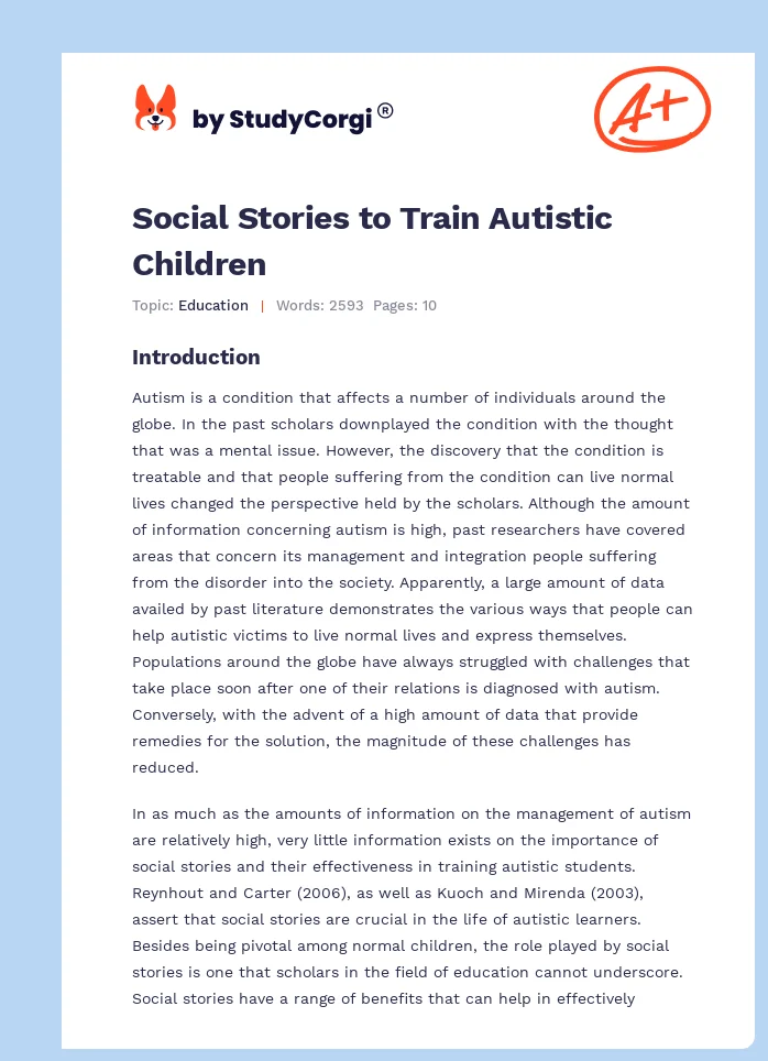 Social Stories to Train Autistic Children. Page 1