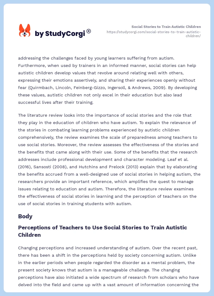 Social Stories to Train Autistic Children. Page 2