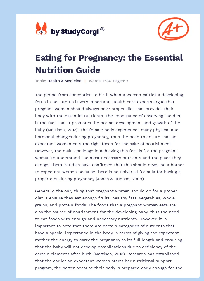 Eating for Pregnancy: the Essential Nutrition Guide. Page 1