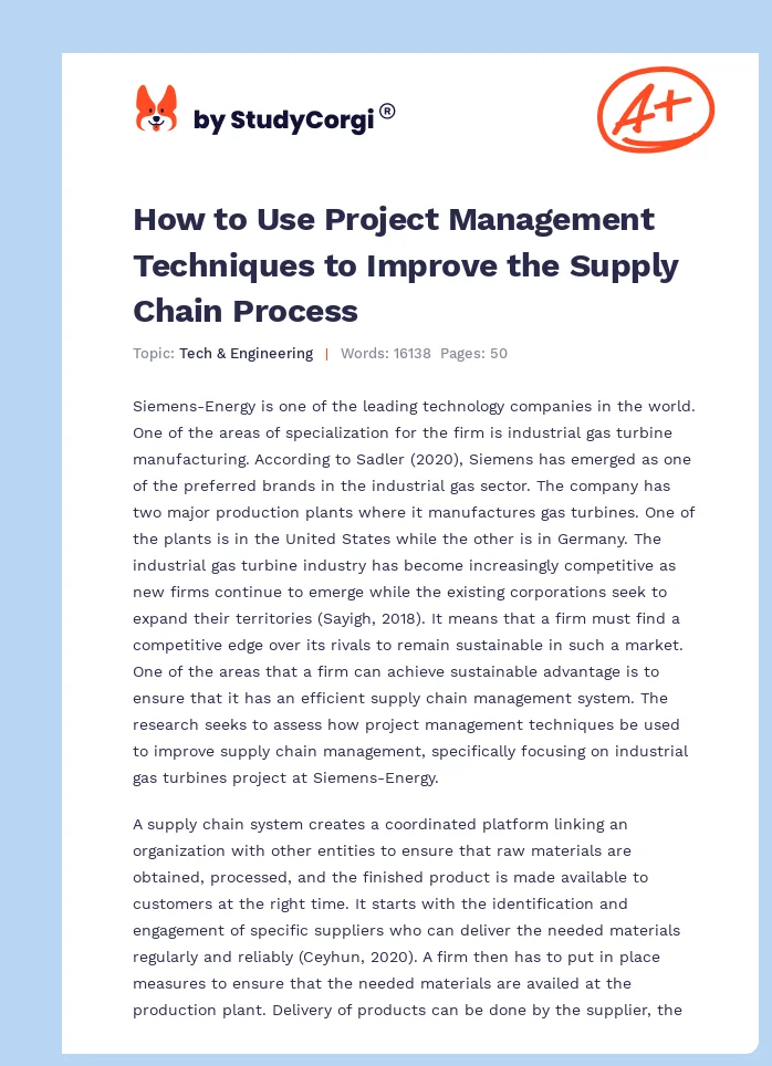How to Use Project Management Techniques to Improve the Supply Chain Process. Page 1