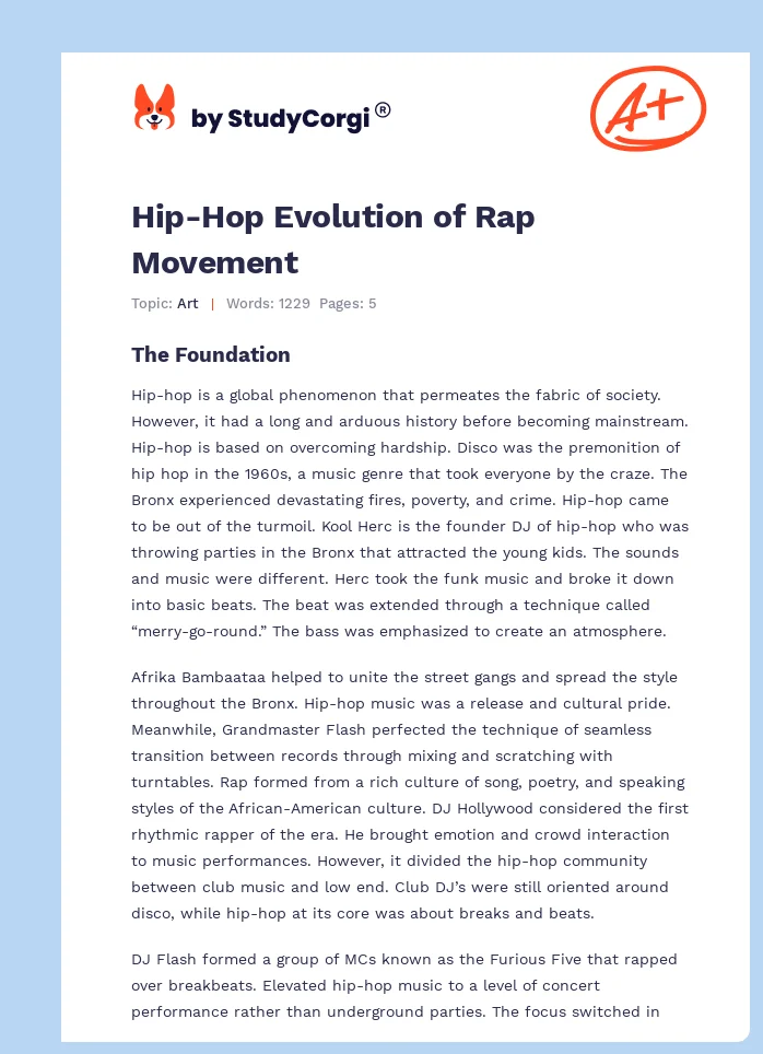 Hip-Hop Evolution of Rap Movement. Page 1