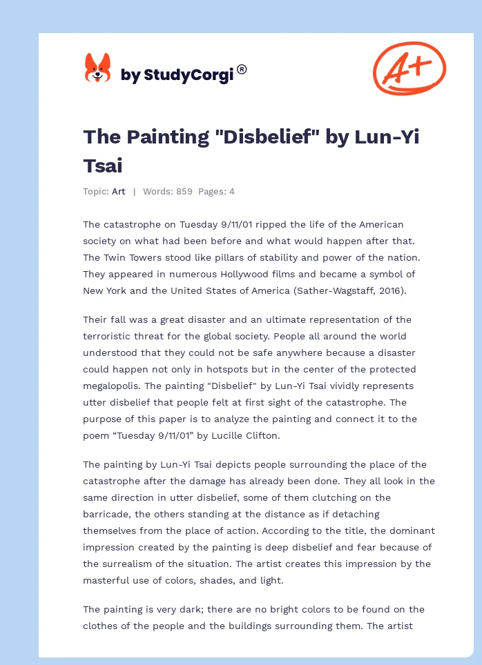 The Painting "Disbelief" by Lun-Yi Tsai. Page 1