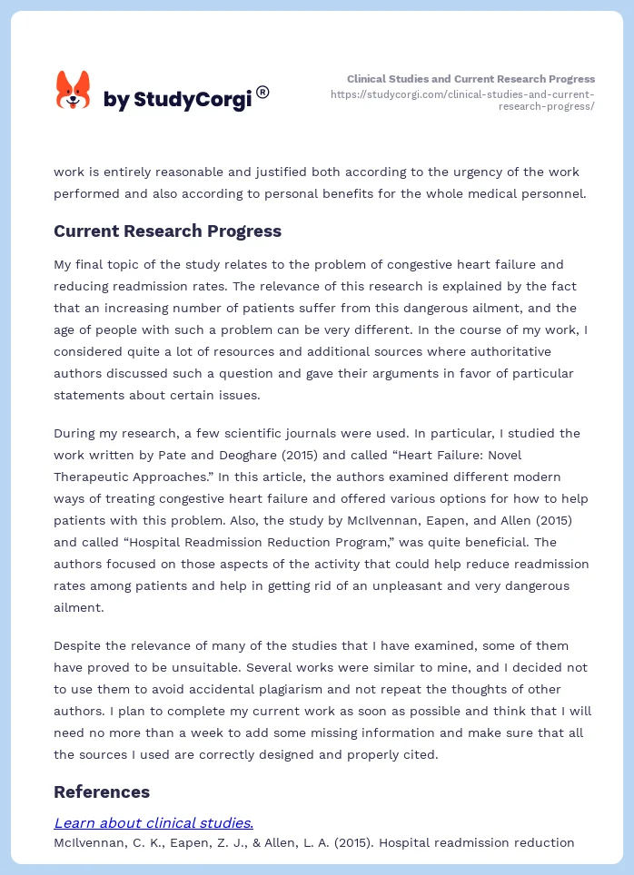 Clinical Studies and Current Research Progress. Page 2