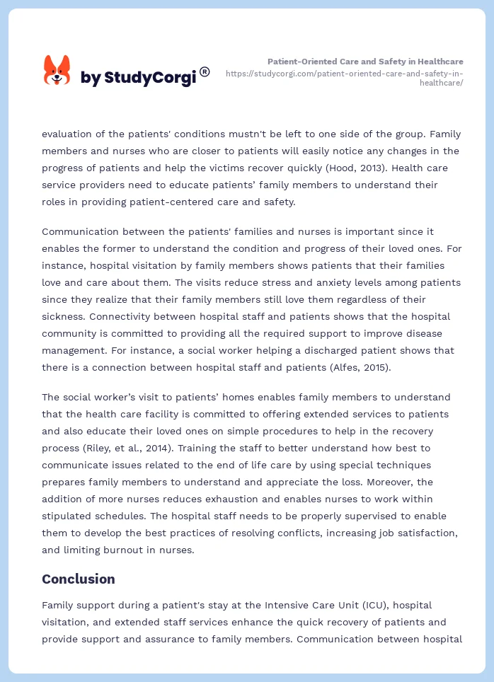 Patient-Oriented Care and Safety in Healthcare. Page 2