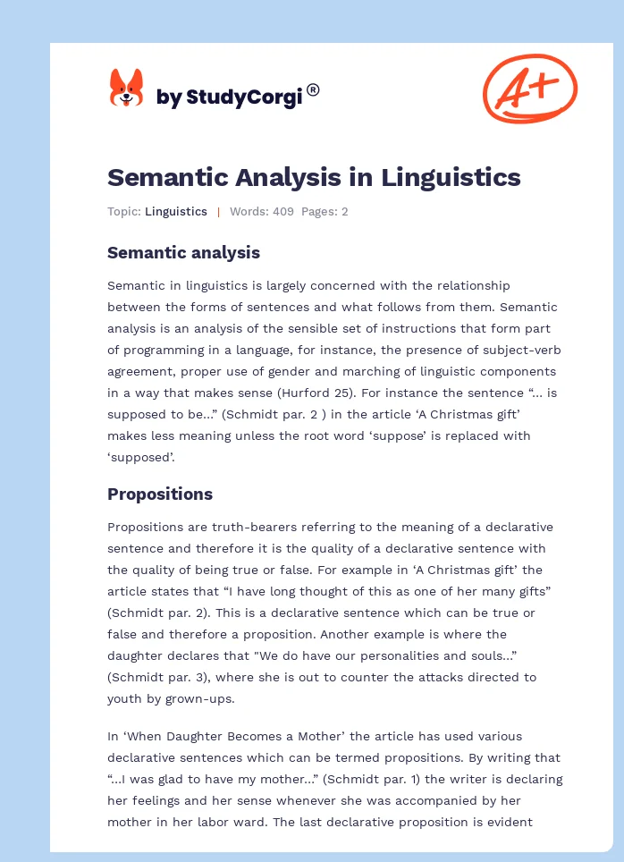 Semantic Analysis in Linguistics. Page 1