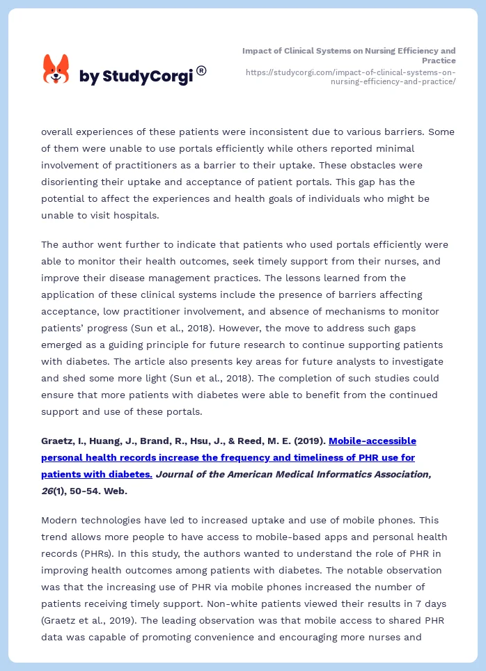 Impact of Clinical Systems on Nursing Efficiency and Practice. Page 2