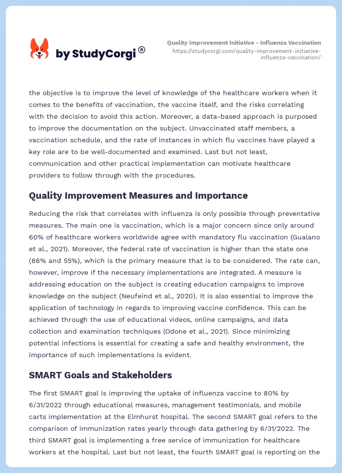 Quality Improvement Initiative - Influenza Vaccination. Page 2
