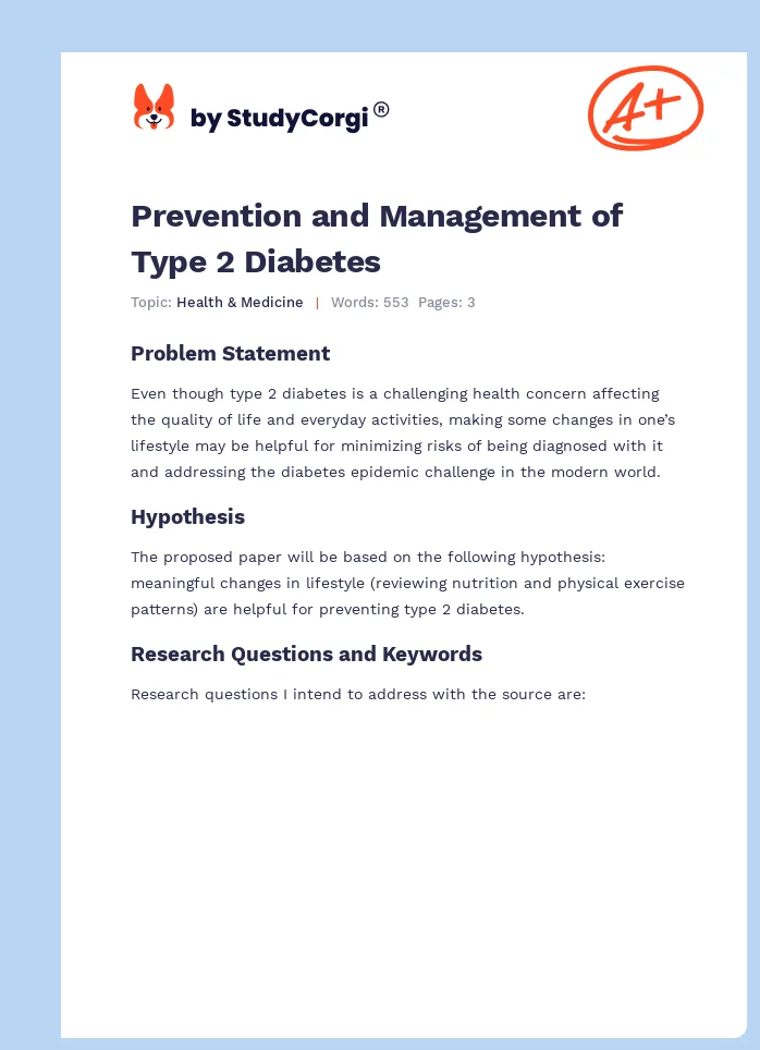 Prevention and Management of Type 2 Diabetes. Page 1