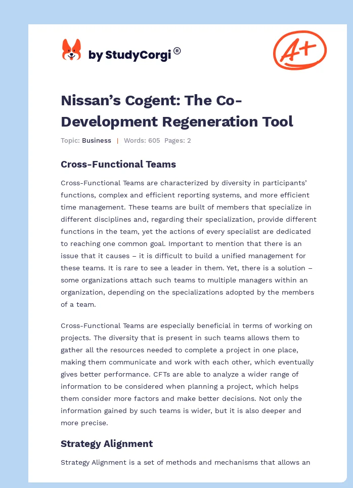 Nissan’s Cogent: The Co-Development Regeneration Tool. Page 1