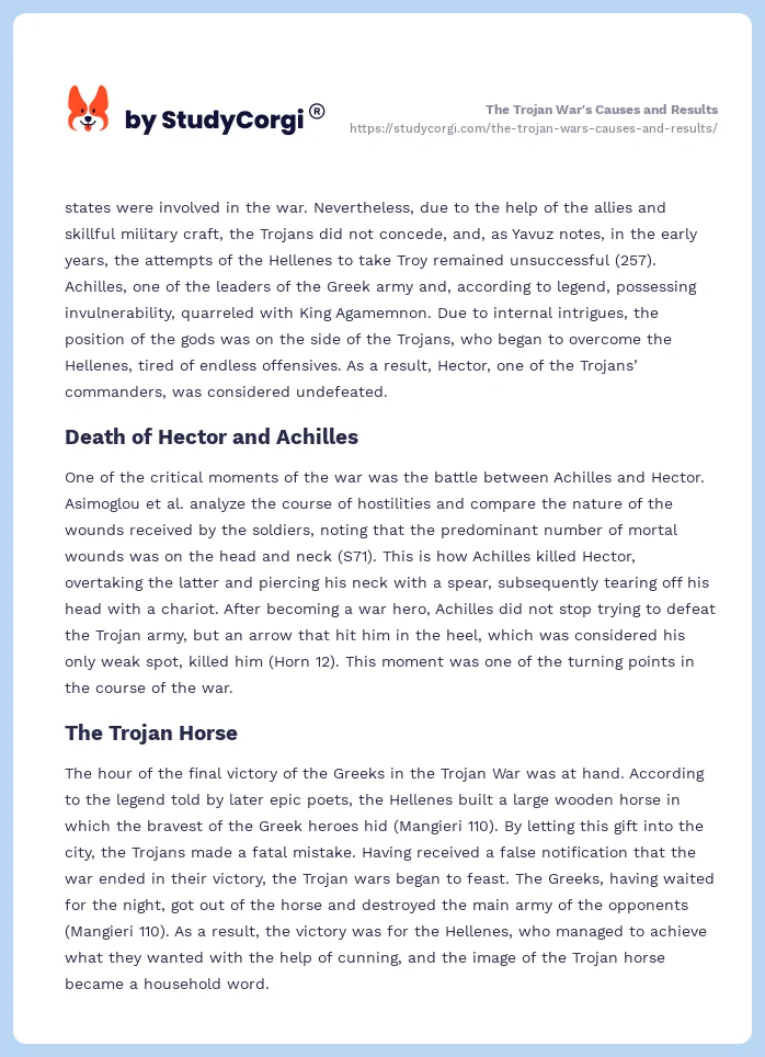 The Trojan War's Causes and Results. Page 2