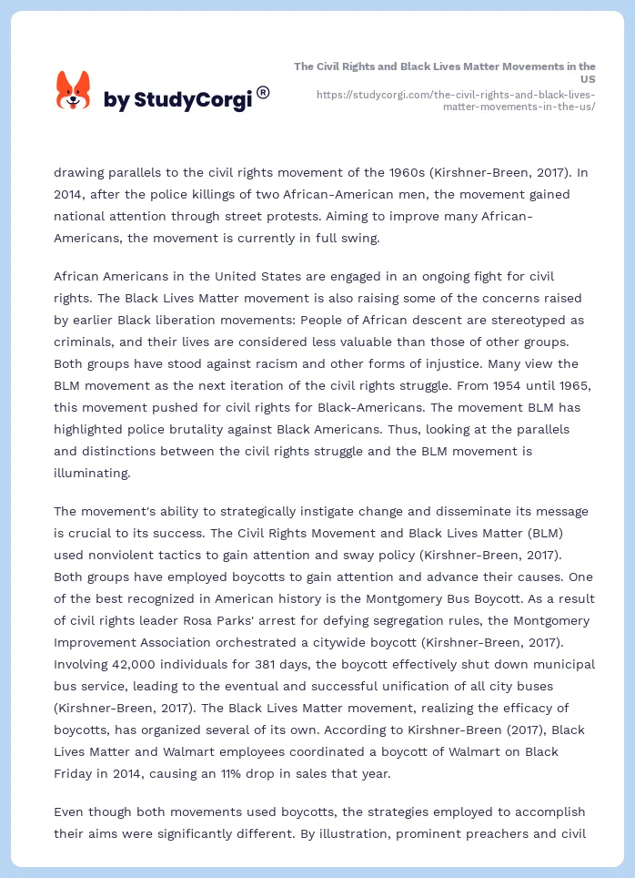 The Civil Rights and Black Lives Matter Movements in the US. Page 2