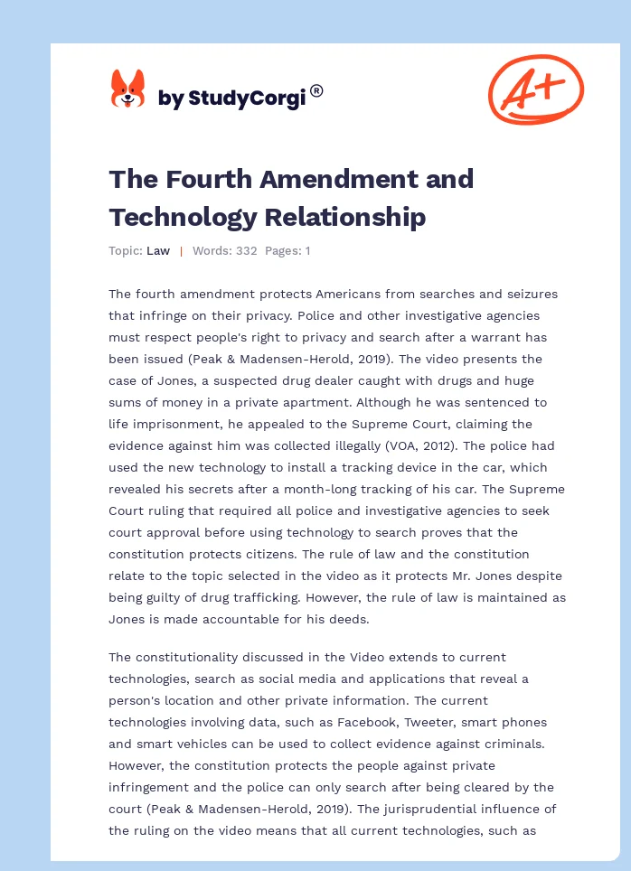 The Fourth Amendment and Technology Relationship. Page 1