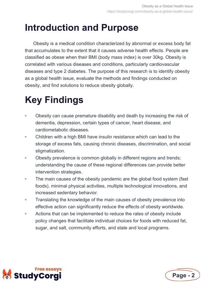 Obesity as a Global Health Issue. Page 2