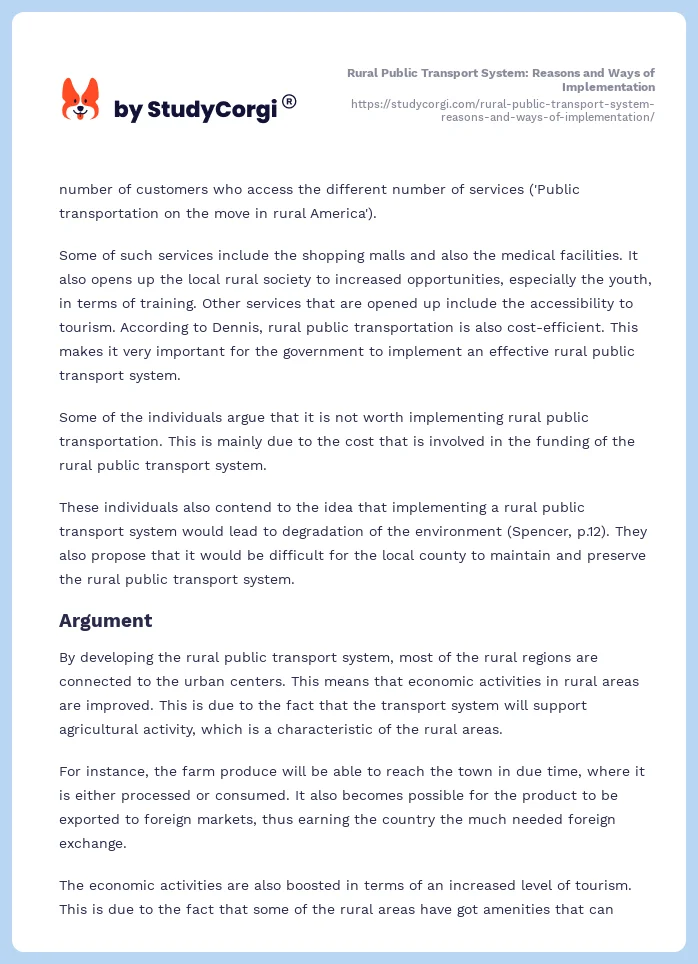 Rural Public Transport System: Reasons and Ways of Implementation. Page 2