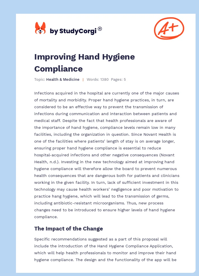 Improving Hand Hygiene Compliance. Page 1