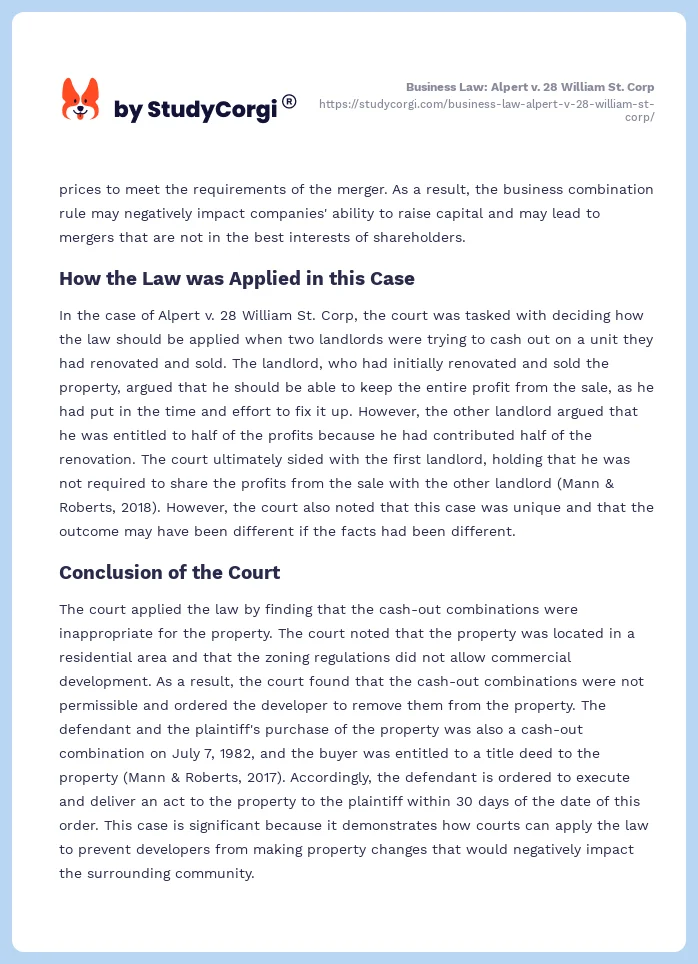 Business Law: Alpert v. 28 William St. Corp. Page 2