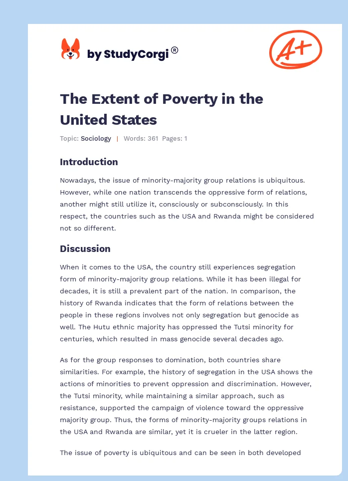 The Extent of Poverty in the United States. Page 1