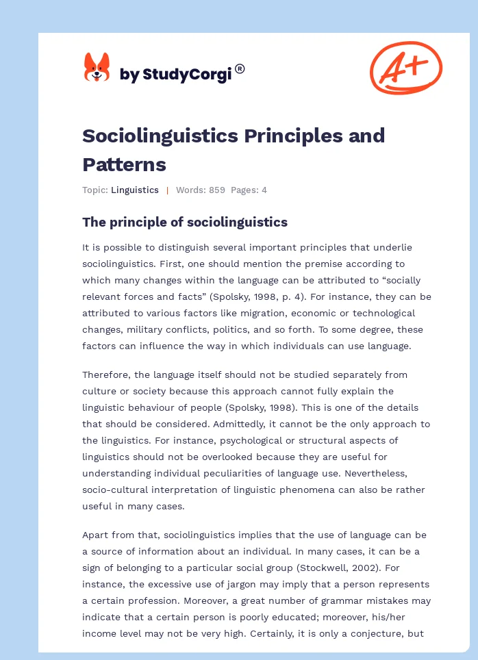 Sociolinguistics Principles and Patterns. Page 1