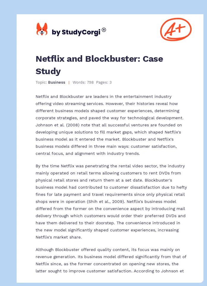 Netflix and Blockbuster: Case Study. Page 1