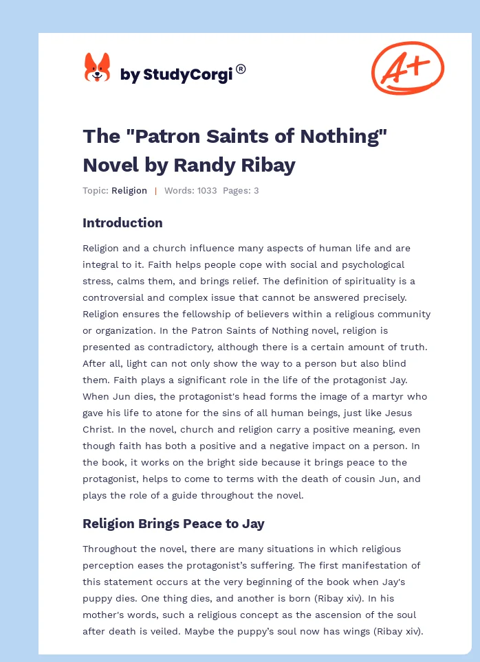 The "Patron Saints of Nothing" Novel by Randy Ribay. Page 1