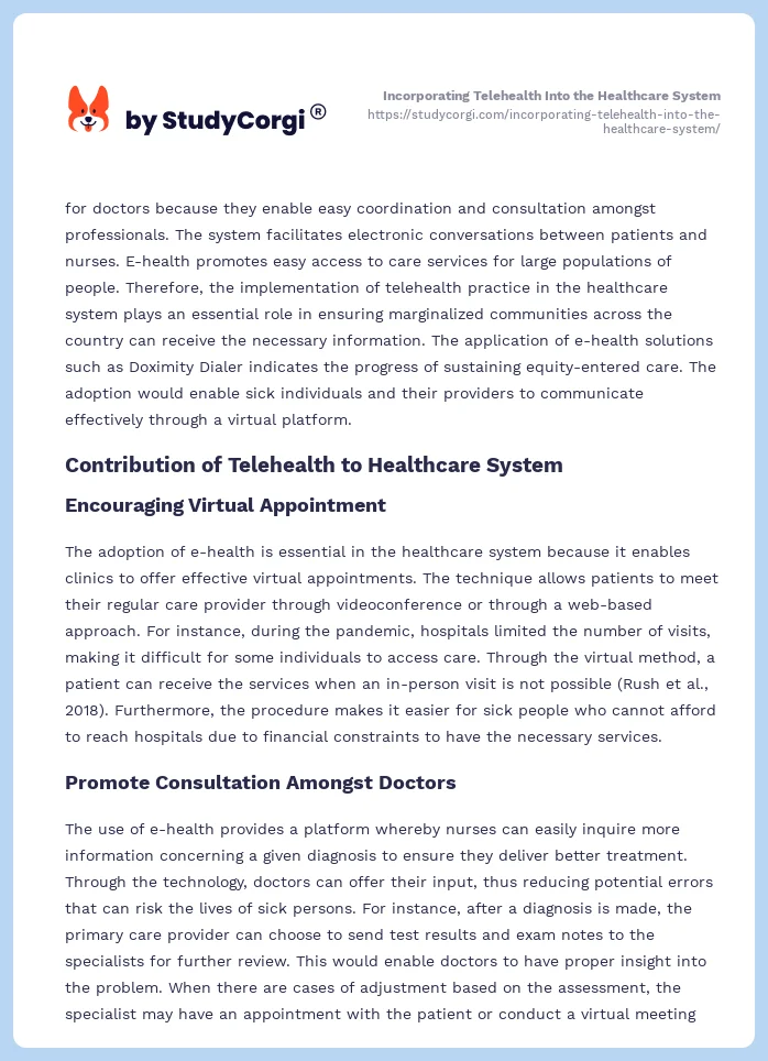 Incorporating Telehealth Into the Healthcare System. Page 2