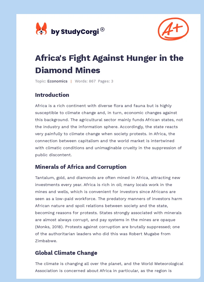 Africa's Fight Against Hunger in the Diamond Mines. Page 1
