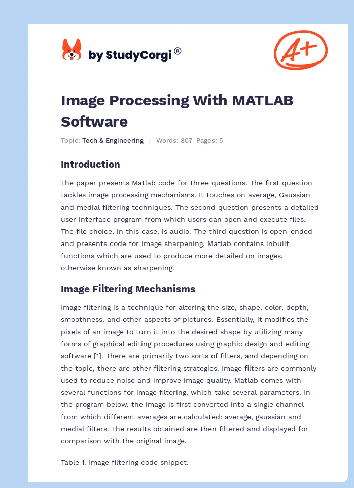 Image Processing With MATLAB Software. Page 1