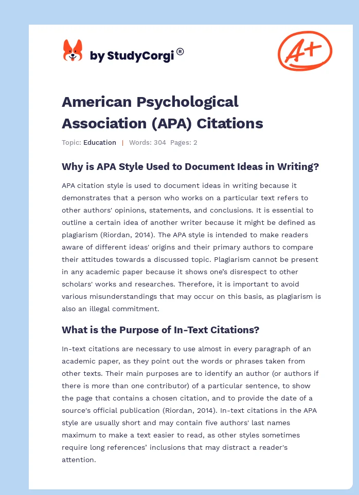 American Psychological Association (APA) Citations. Page 1