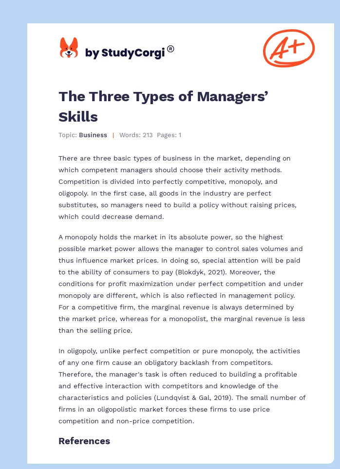 The Three Types of Managers’ Skills. Page 1