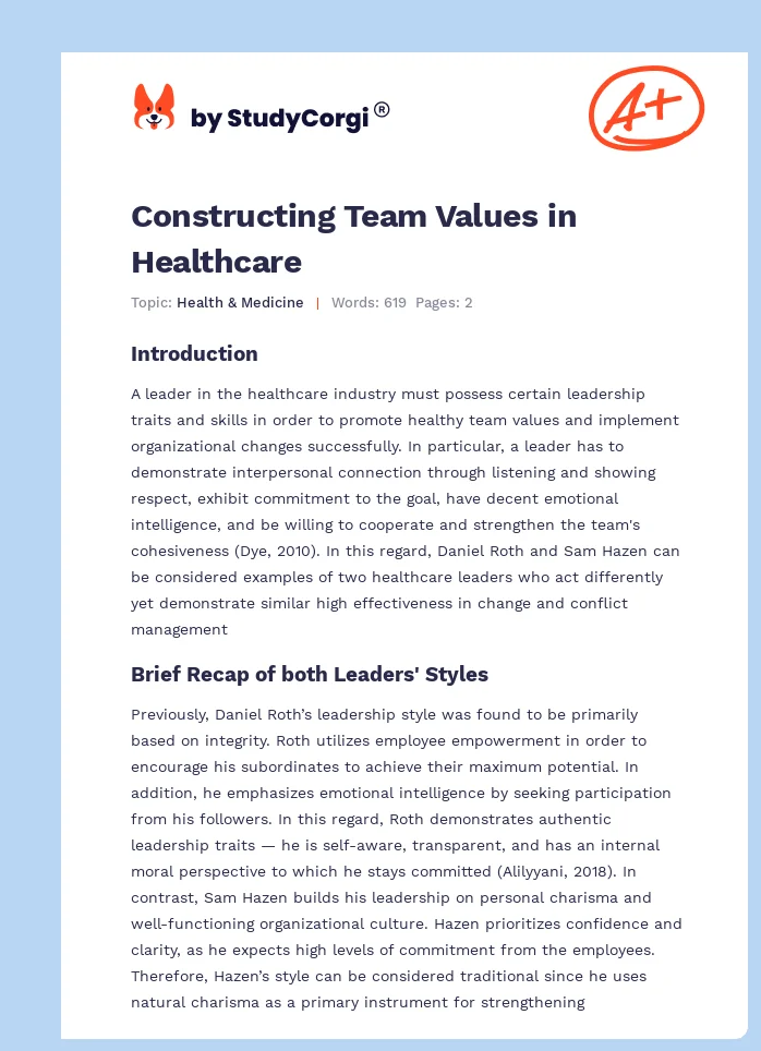 Constructing Team Values in Healthcare. Page 1
