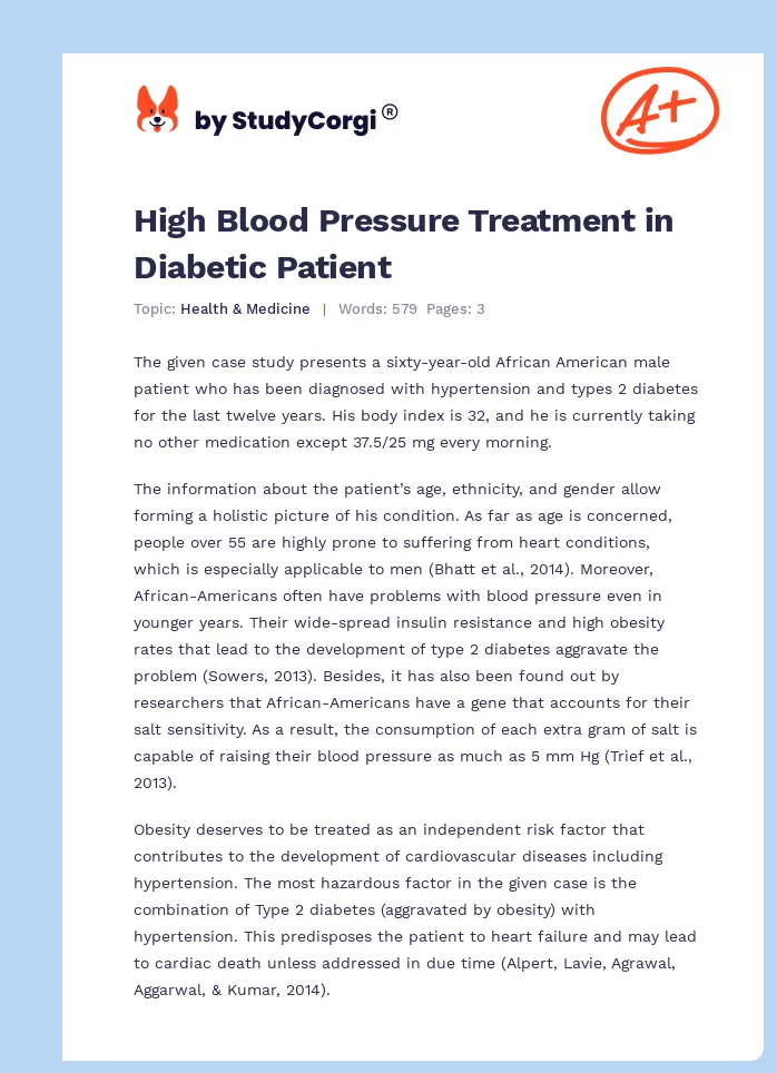 High Blood Pressure Treatment in Diabetic Patient. Page 1