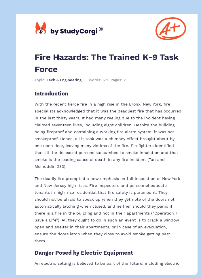 Fire Hazards: The Trained K-9 Task Force. Page 1