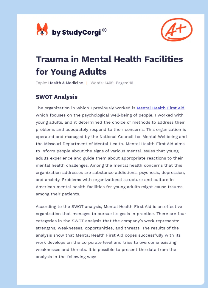 Trauma in Mental Health Facilities for Young Adults. Page 1
