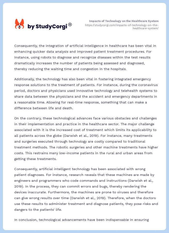 Impacts of Technology on the Healthcare System. Page 2