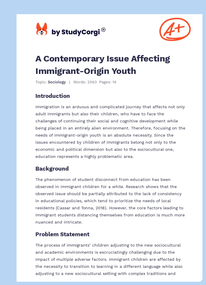 A Contemporary Issue Affecting Immigrant-Origin Youth. Page 1