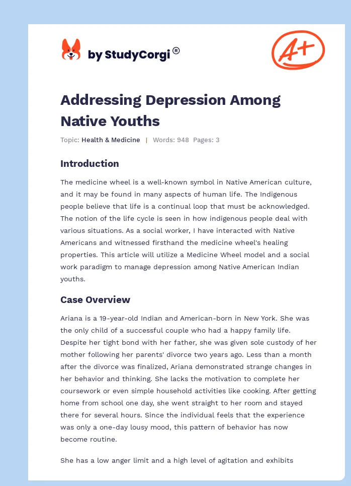 Addressing Depression Among Native Youths. Page 1