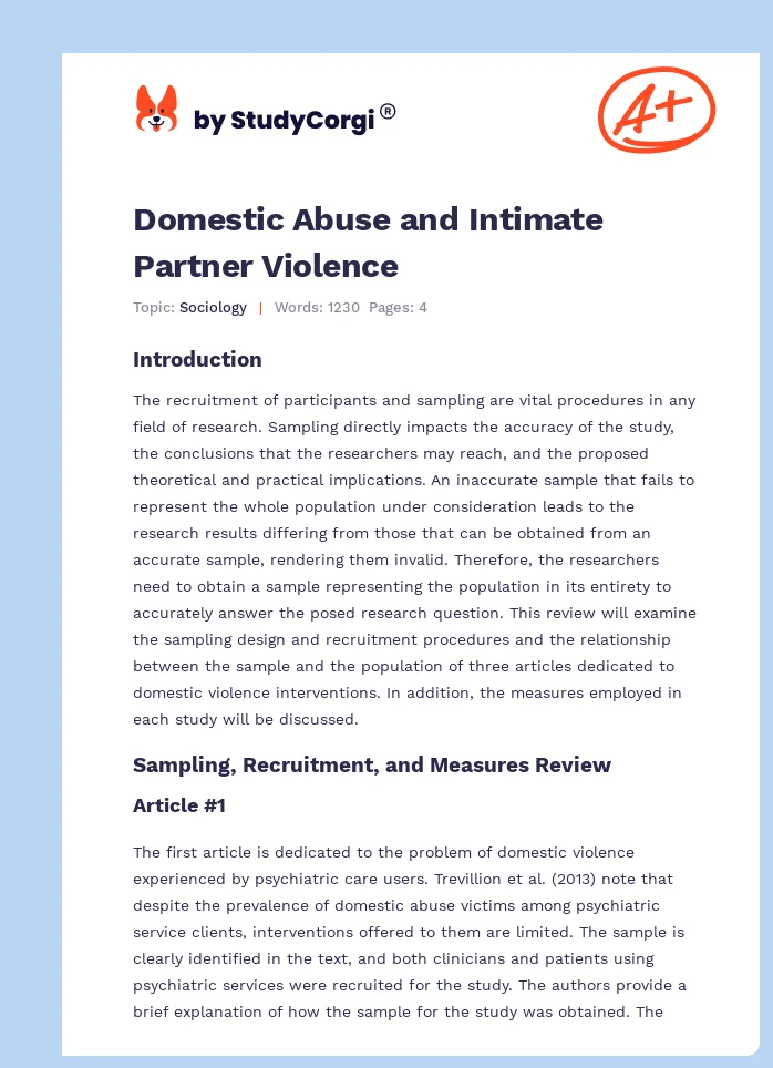 Domestic Abuse and Intimate Partner Violence. Page 1